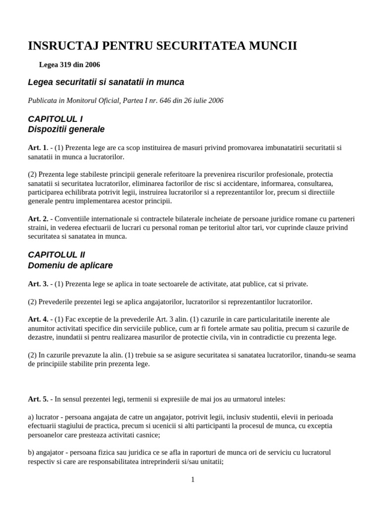 Instructaj - Securitatea Muncii | PDF