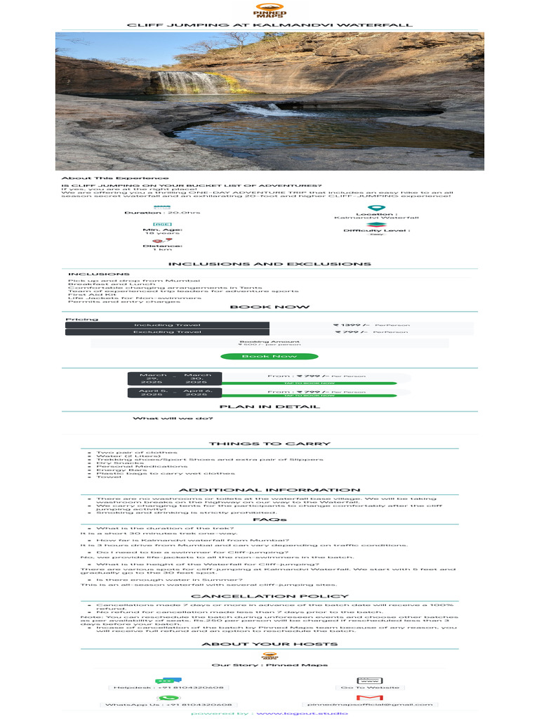 CLIFF JUMPING AT KALMANDVI WATERFALL-pinned-maps | PDF