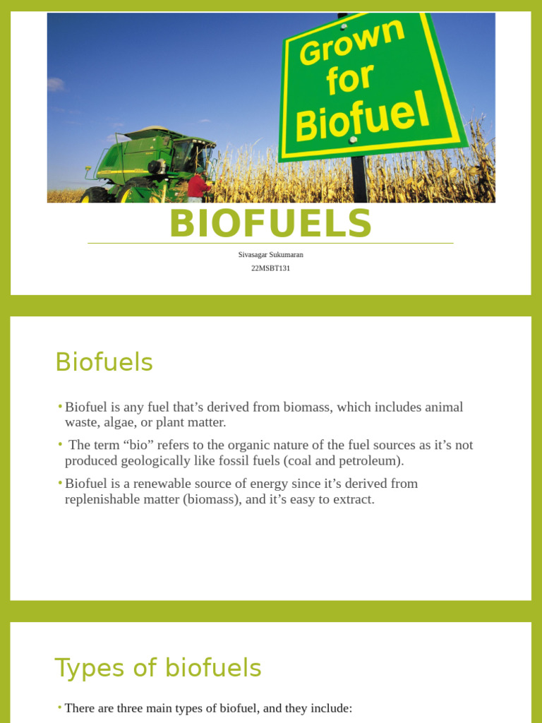 Understanding Biofuels: Types & Benefits | PDF | Biofuel | Biodiesel