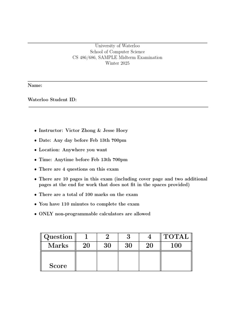 Sample Midterm | PDF | Theoretical Computer Science | Applied Mathematics