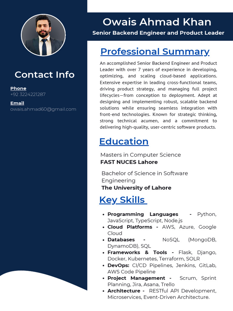 Owais Ahmad Khan: Senior Backend Engineer | PDF | Cloud Computing ...