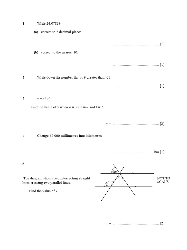 Math Exam Questions and Solutions | PDF | Area | Mathematical Concepts