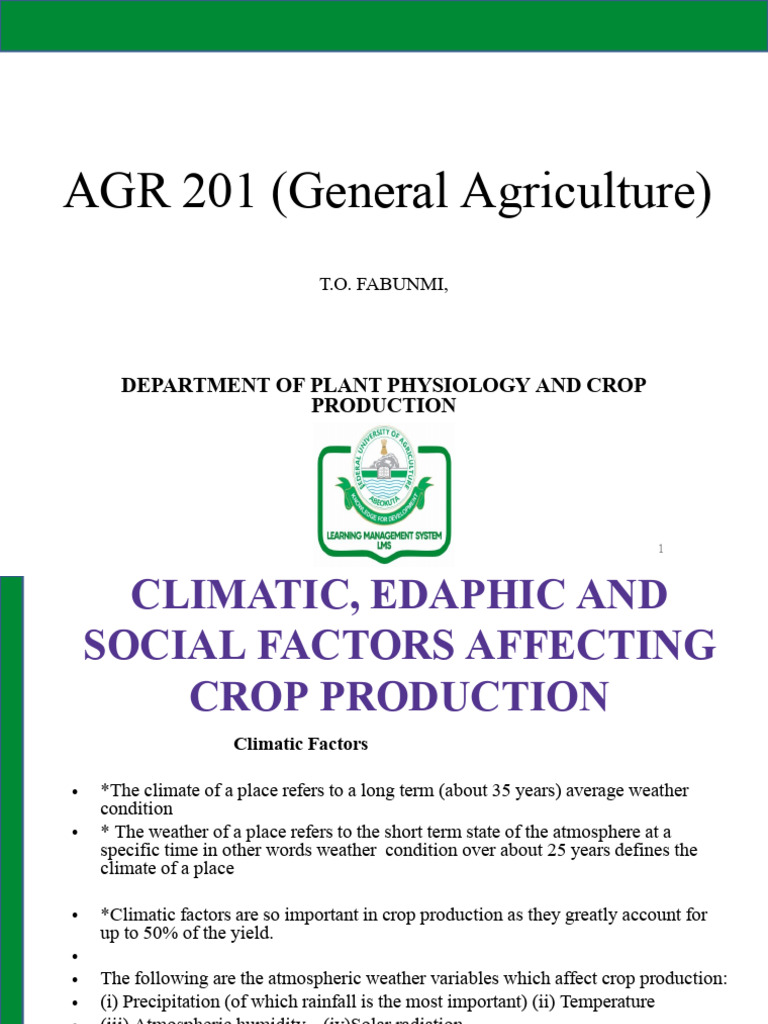 Agr 201 Lecture 22ND February 2o21 | PDF | Soil | Plant Nutrition