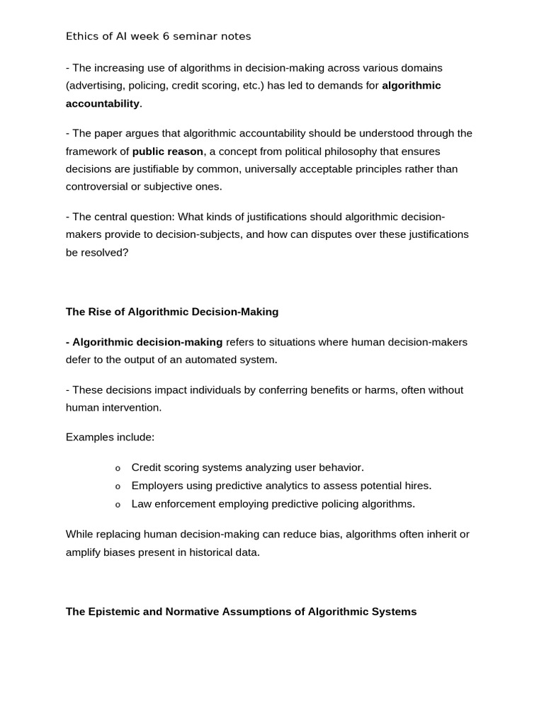 Algorithmic Accountability in AI Ethics | PDF | Artificial Intelligence ...