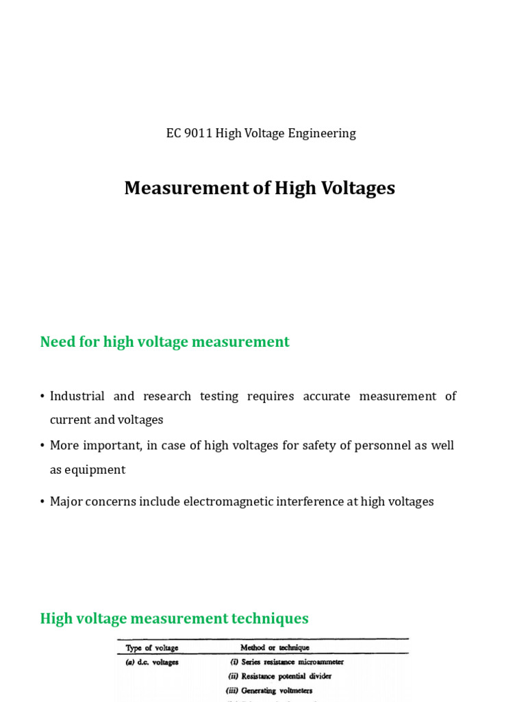 High Voltage Measurement Techniques | PDF | Voltage | High Voltage