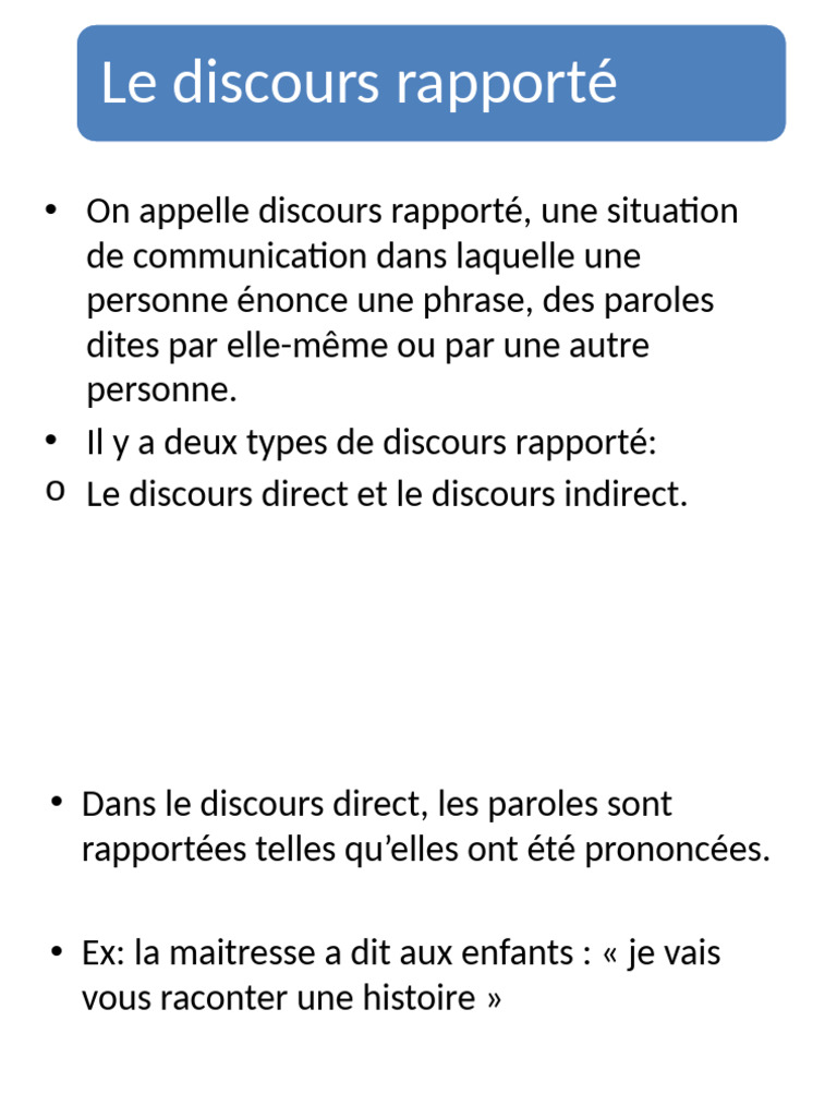 Discours Rapporté | PDF | Verbe | Morphologie linguistique
