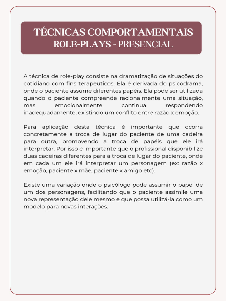 Técnicas de Role-Play na Psicologia | PDF | Emoções | Ciências ...