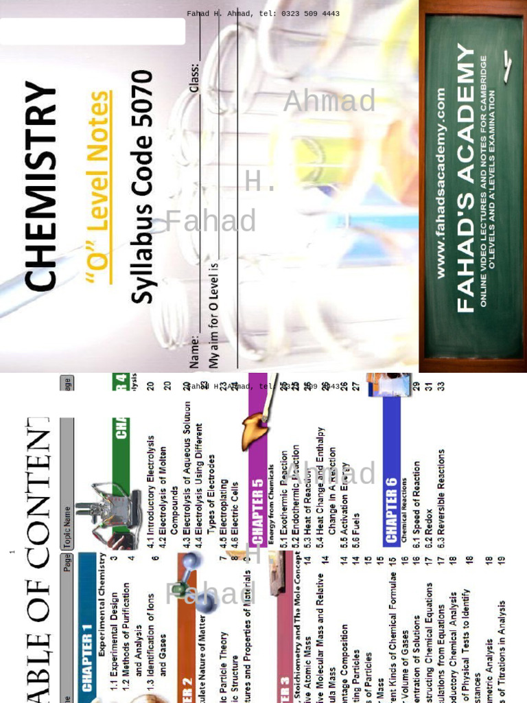 Aa O Level Chemistry Notes Watermarked Protected | PDF | Ion | Chemical ...