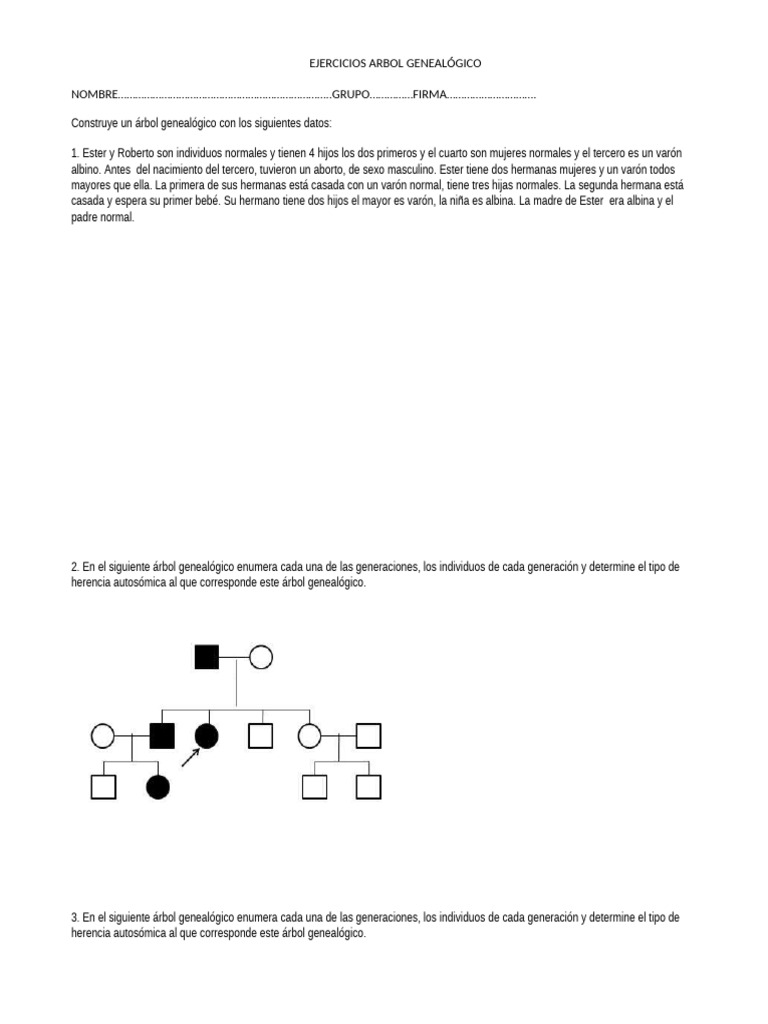 Ejercicios de Árbol Genealógico | PDF