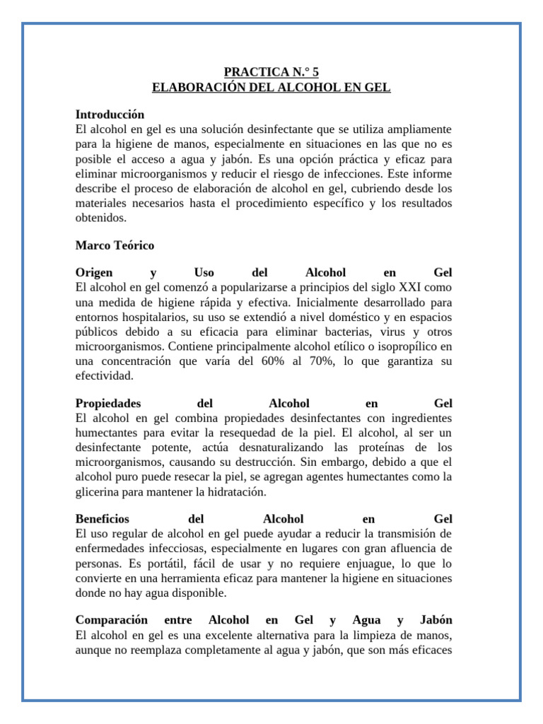 Cómo Hacer Alcohol en Gel Casero | PDF | Lavado de manos | Agua