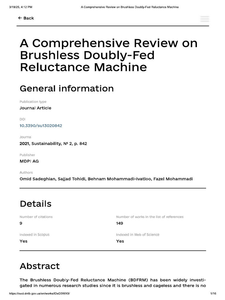 A Comprehensive Review On Brushless Doubly-Fed Reluctance Machine | PDF