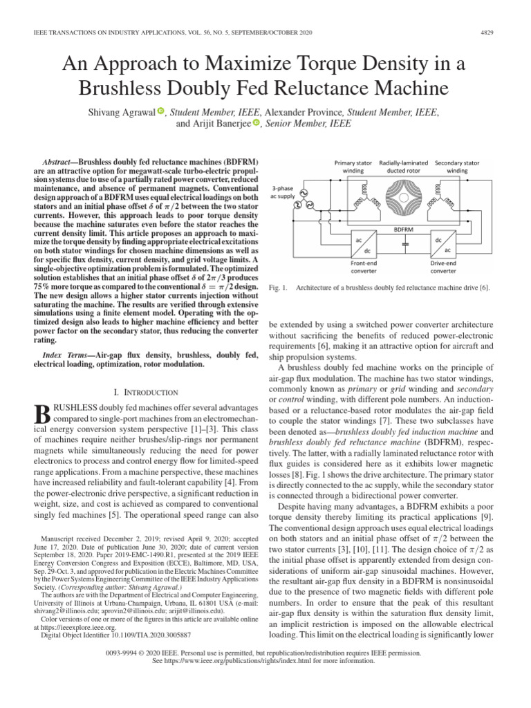 Maximizing Torque Density in BDFRM | PDF | Electromagnetism ...