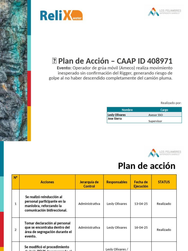 Plan de Accion Id 408971 - Relix Rev.0 | PDF