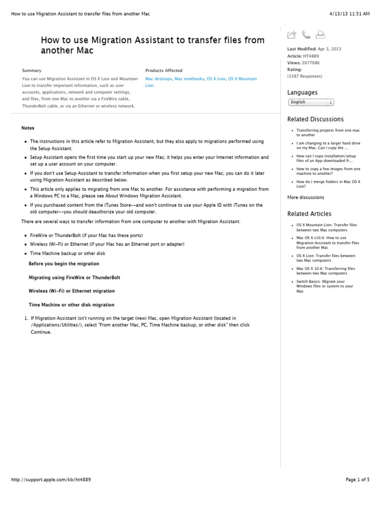 Using Migration Assistant on Mac | PDF | Mac Os | Computer File
