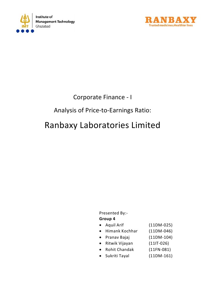 Ranbaxy Laboratories Limited Corporate Finance I Analysis of Price