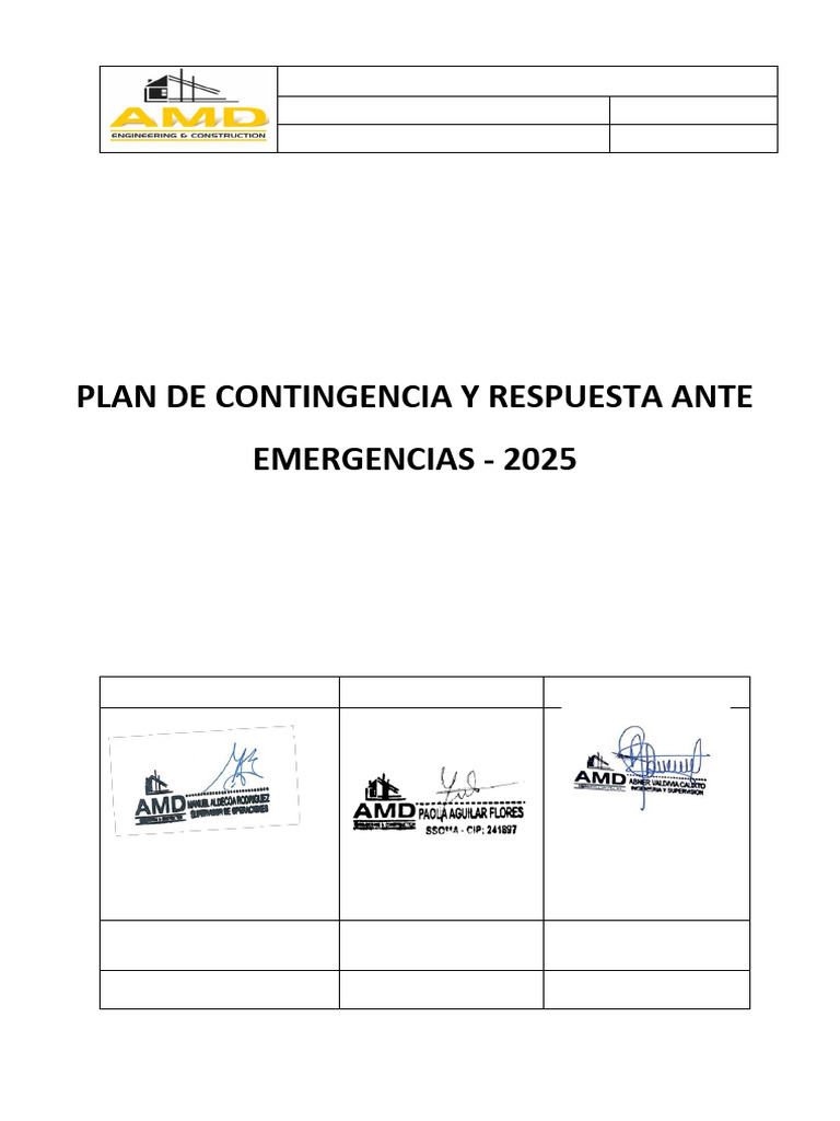 Plan de Contingencia ante Emergencias 2025 | PDF | Paramédico | Entorno ...