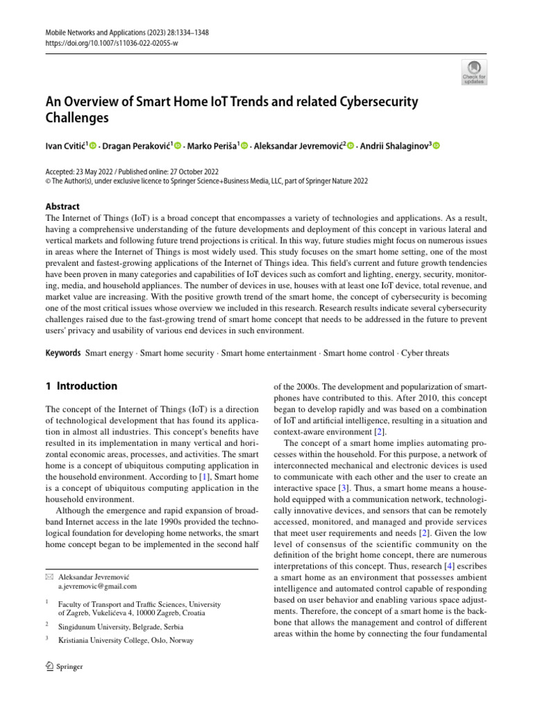 Smart Home IoT Trends and Cybersecurity | PDF | Internet Of Things ...