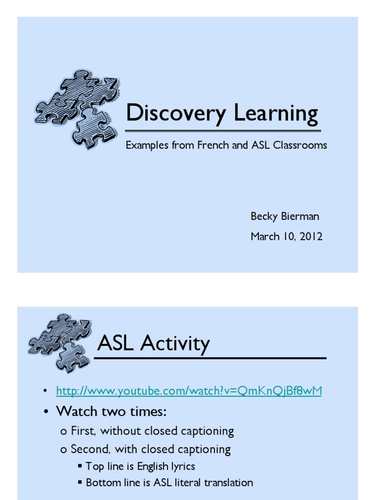 Discovery Learning: Examples From French and ASL Classrooms | PDF ...