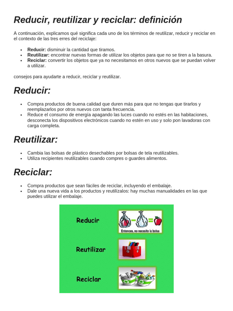 Guía de las 3 R: Reducir, Reutilizar, Reciclar | PDF