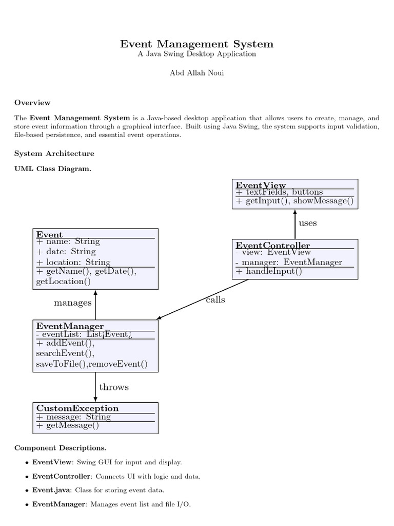 Java Swing Event Management System | PDF