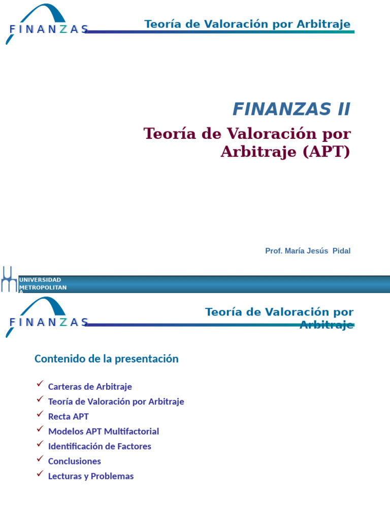 Modelo APT en Valoración de Activos | PDF | Modelo de fijación de ...