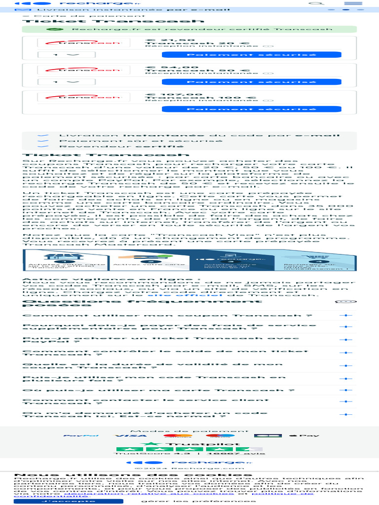 Rechargez votre carte Transcash en ligne | PDF