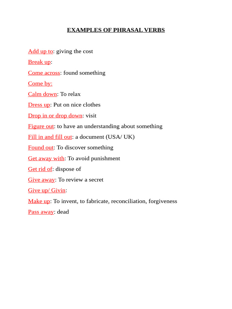Examples of Phrasal Verbs | PDF