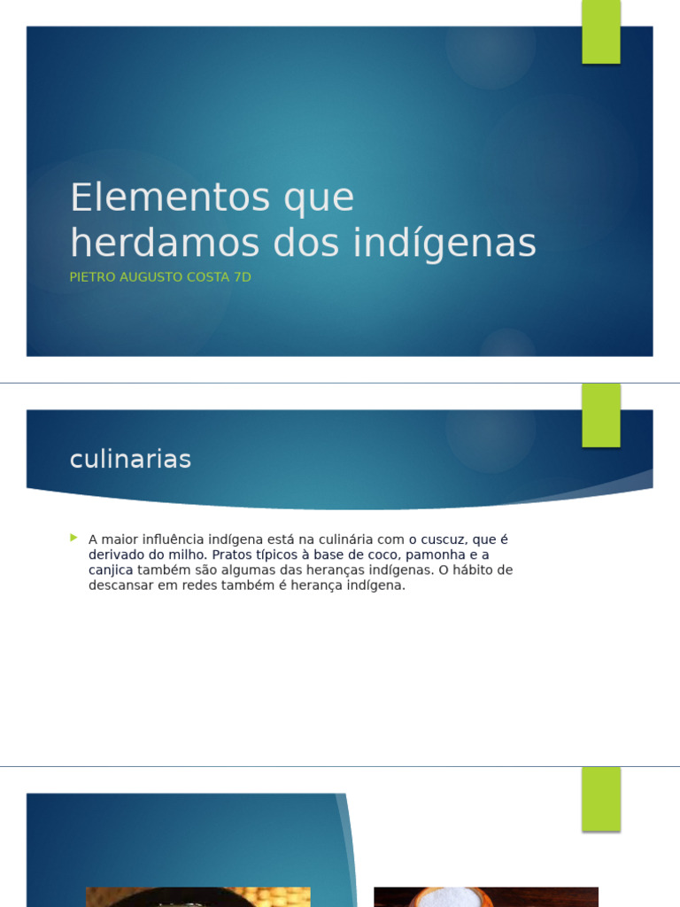 Elementos que herdamos dos indígenas | PDF