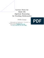 Lecture Notes For Math 135: Algebraic Reasoning For Teaching Mathematics Steffen Lempp