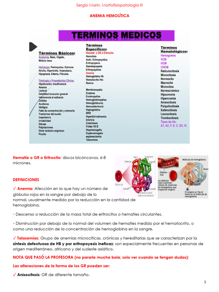 Anemia Hemolítica: Clasificación y Causas | PDF | Glóbulo rojo | Anemia