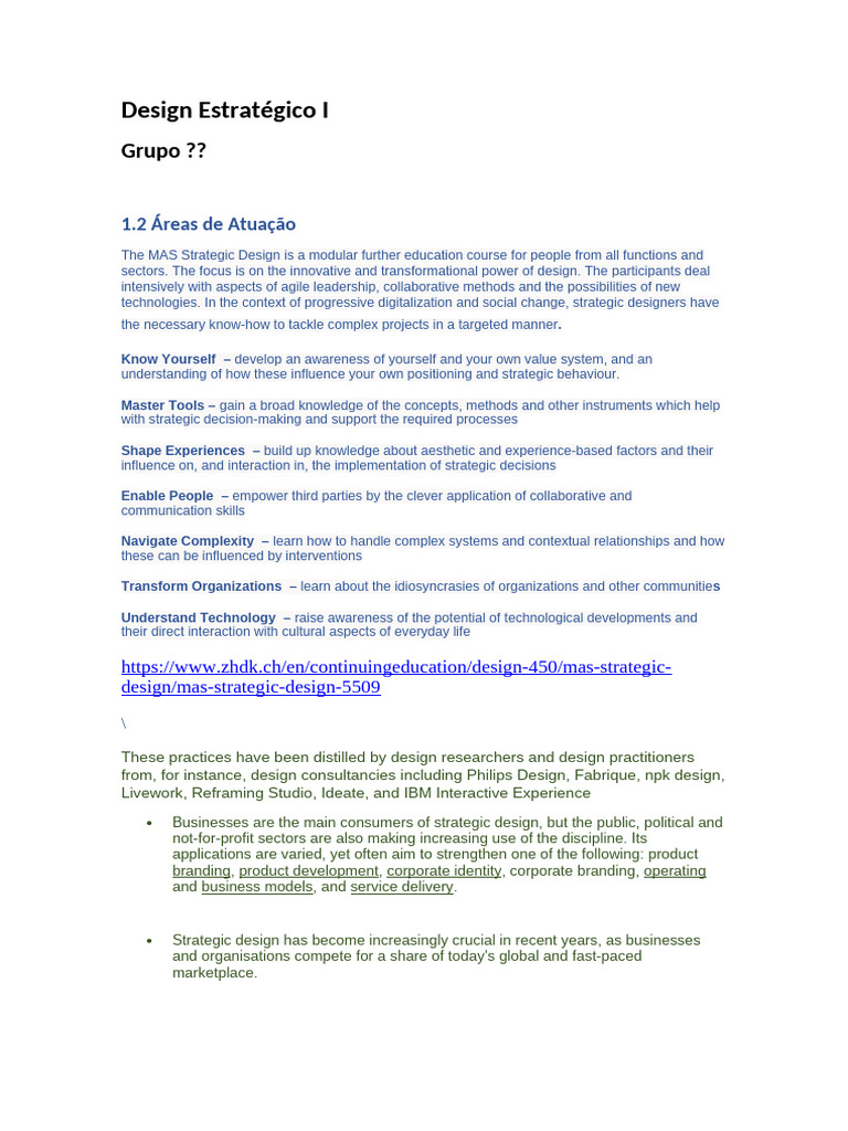 MAS Strategic Design Course Overview | PDF | Design | Brand