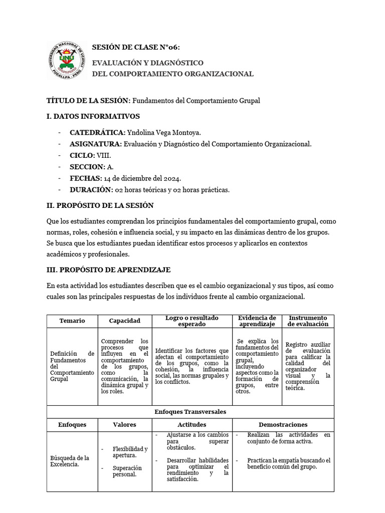 Fundamentos del Comportamiento Grupal | PDF | Evaluación | Comportamiento