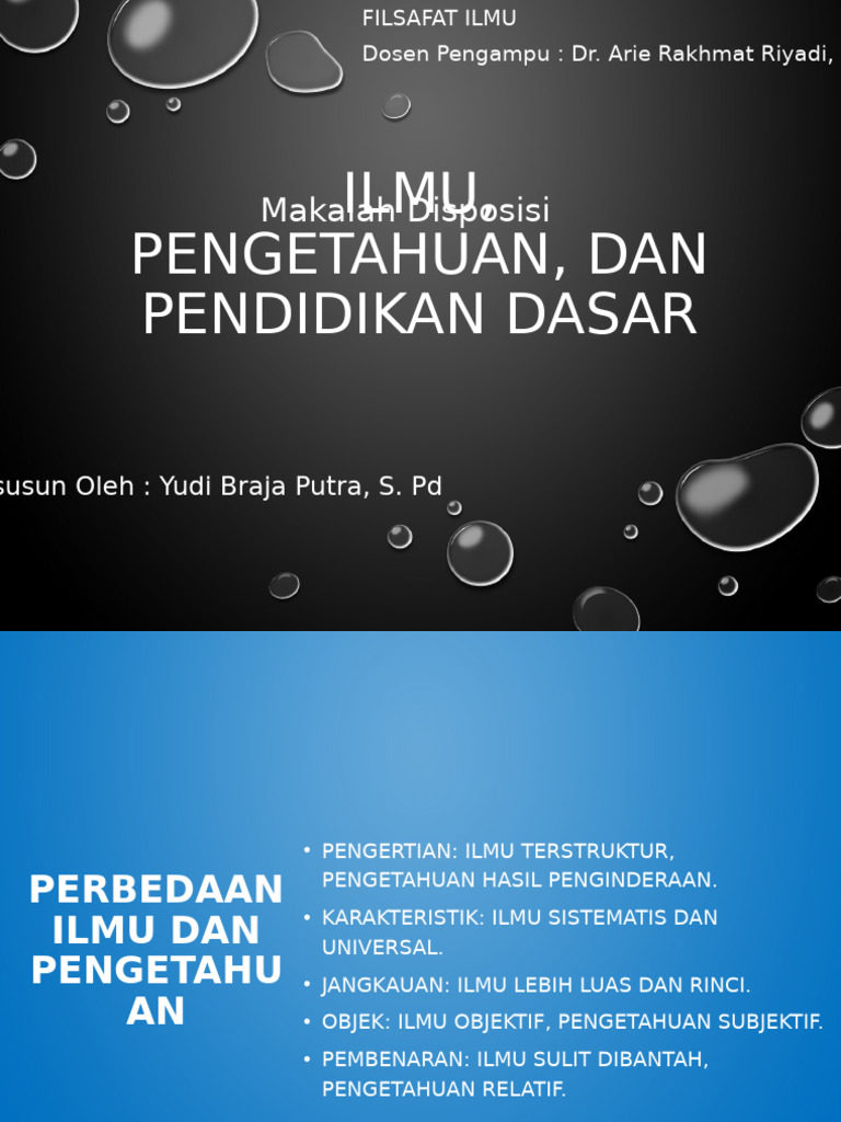 Ilmu, Pengetahuan Dan Pendidikan Dasar | PDF