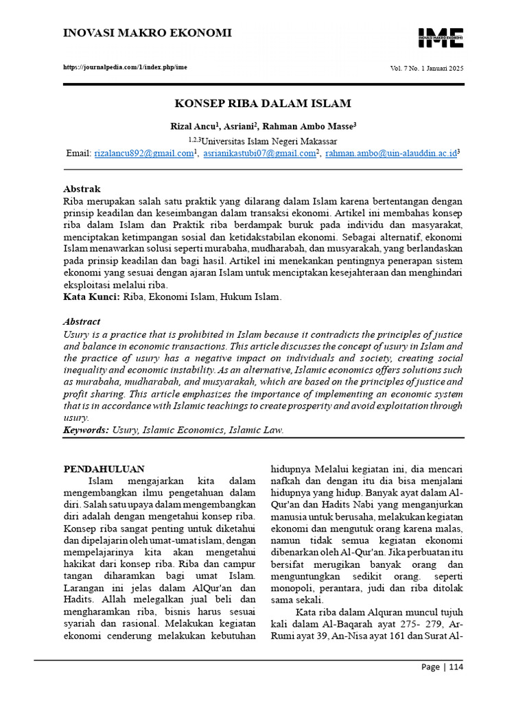 Konsep Riba dalam Ekonomi Islam | PDF