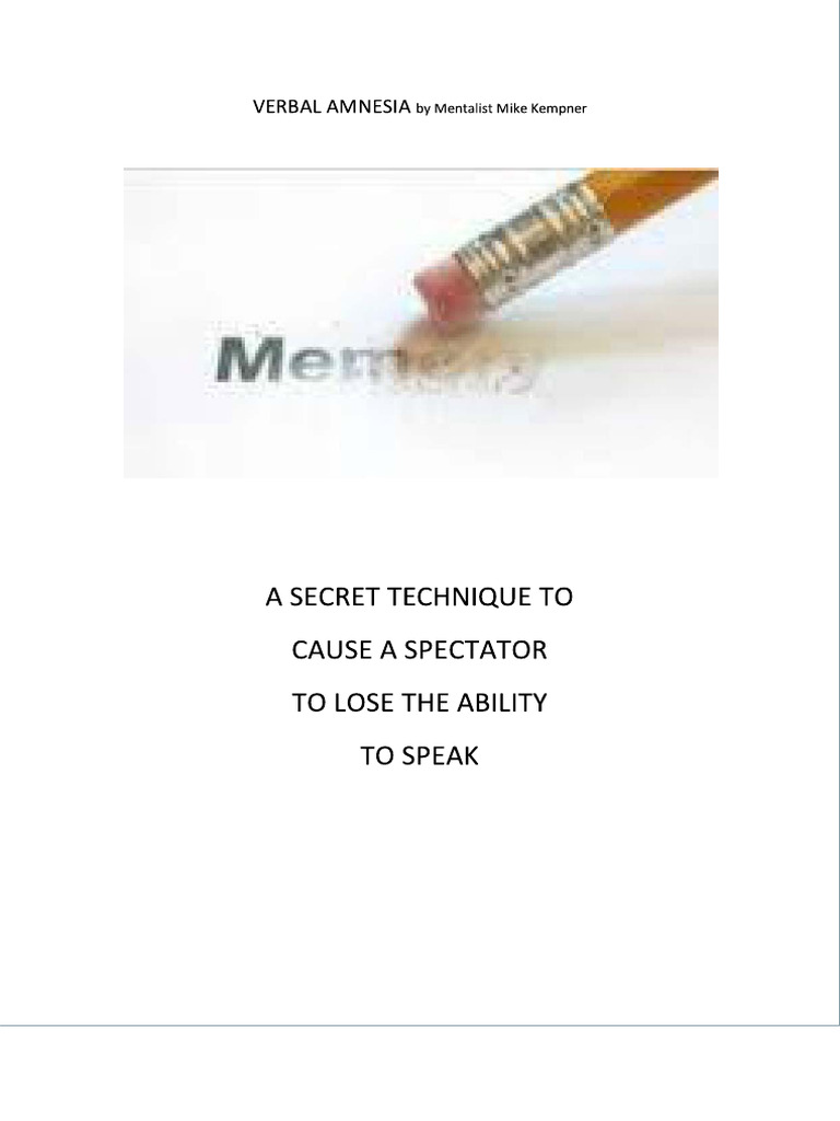 Mike Kempner - Verbal Amnesia | PDF