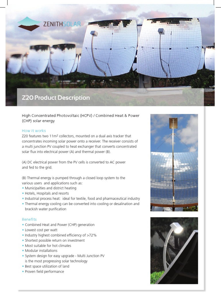 Concentrated Solar - Zenith Solar | PDF | Photovoltaics | Cogeneration
