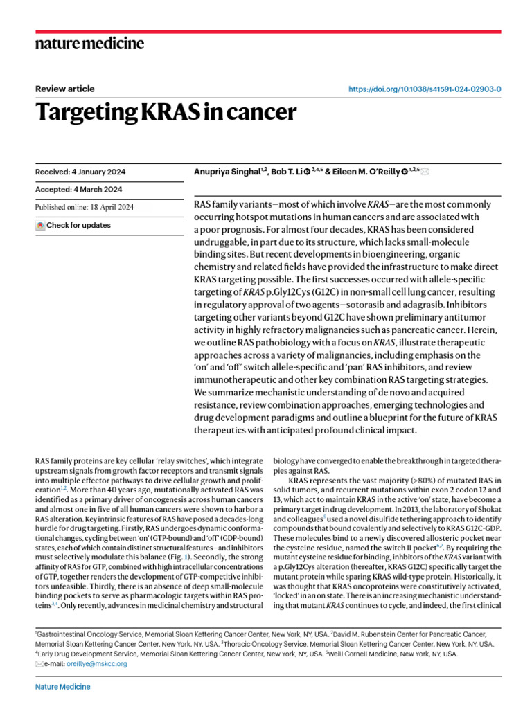 Advances in KRAS Targeting Therapies | PDF | Cell Signaling | Neoplasms