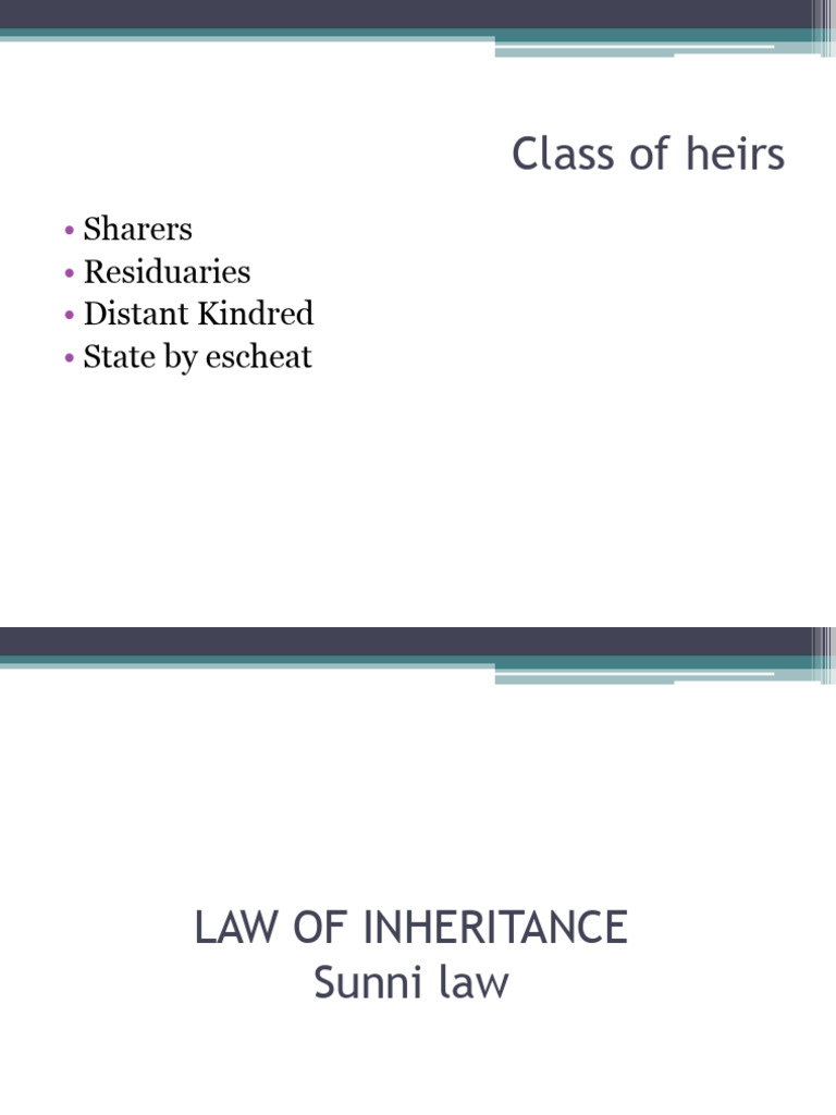 Sunni and Shia Inheritance Laws Explained | PDF | Inheritance | Kinship ...