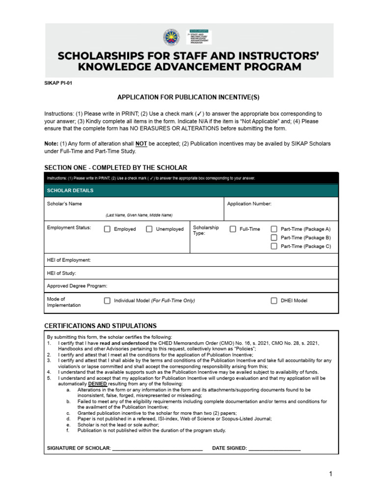 SIKAP Publication Incentive Application Form | PDF