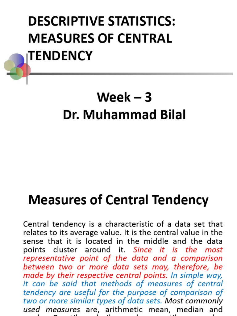 Measures of Central Tendency Explained | PDF | Median | Arithmetic Mean