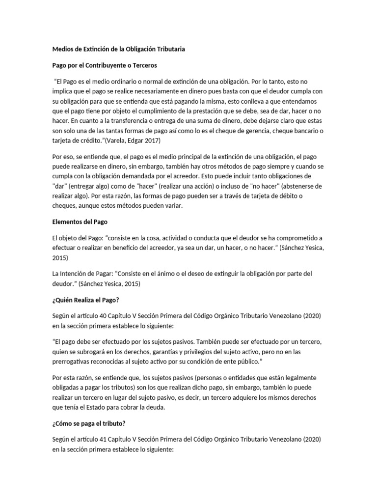 Medios de Extinción de Obligaciones Tributarias | PDF | Pagos | Impuestos