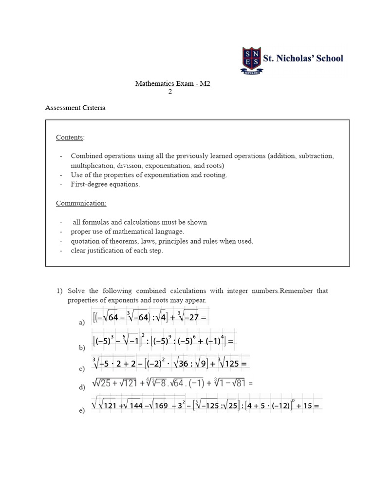 Mathematics Exam - M2 - Tema 2 | PDF