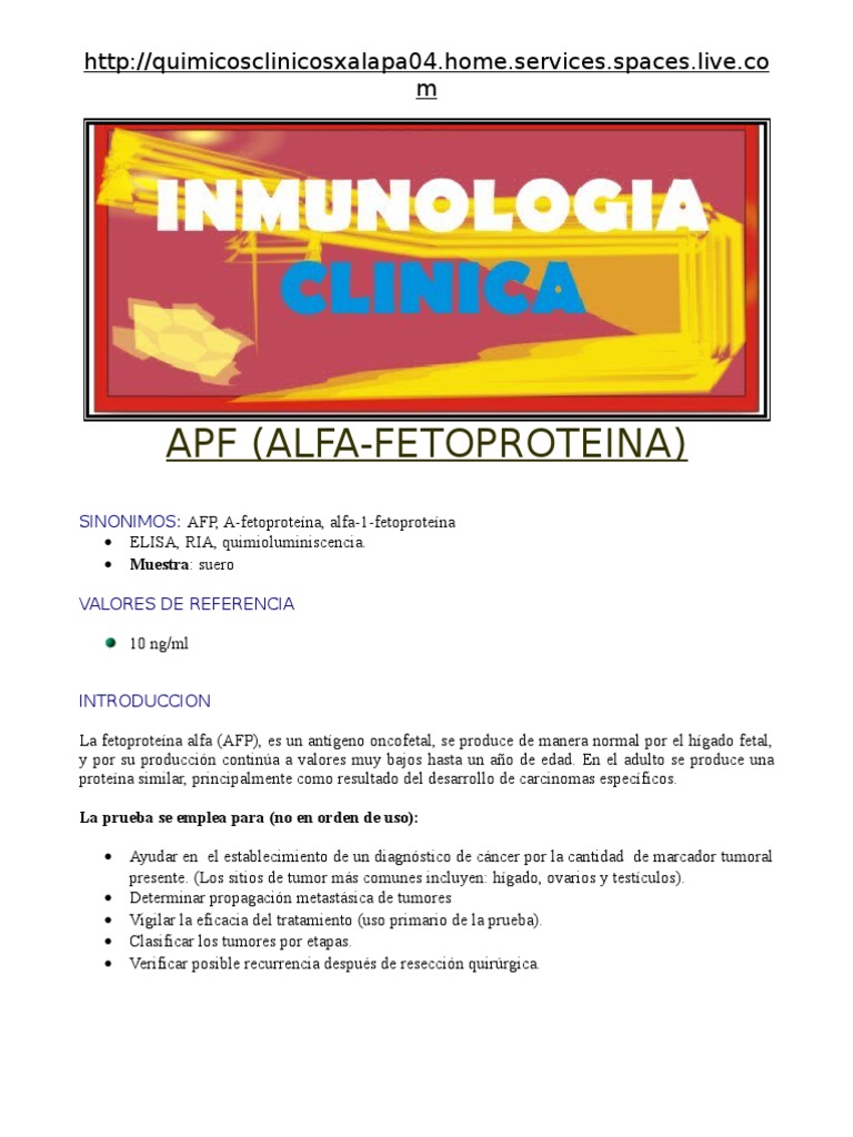 Alfa Fetoproteina Descargar gratis PDF Cáncer Hepatitis