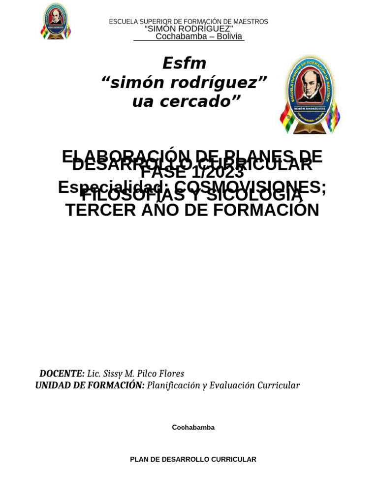 Plan de Desarrollo Curricular 2023 | PDF | Lógica | Maestros