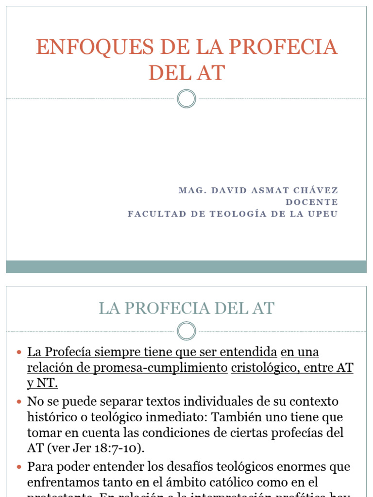 Enfoques de la Profecía del AT | PDF | Dispensacionalismo | Profecía