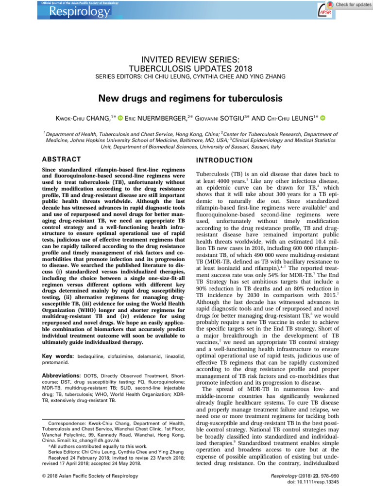 09 - New Drugs and Regimens For Tuberculosis | PDF | Tuberculosis ...