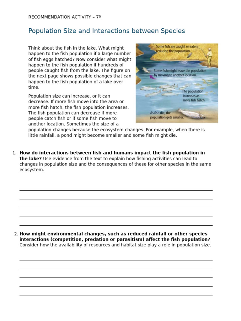 Recommendation Activity - 7o - Population Dyanmics and Interactions | PDF