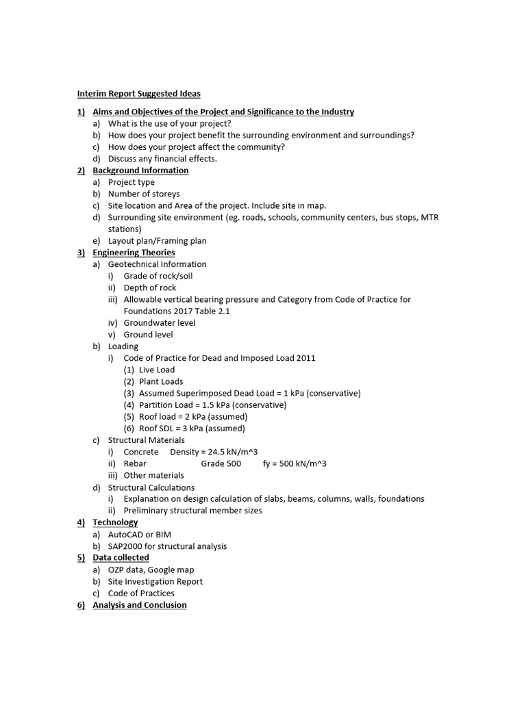 Interim Report Suggested Ideas | PDF