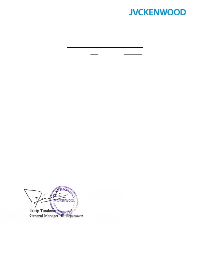 Surat Keterangan Kerja PT JVC Indonesia | PDF