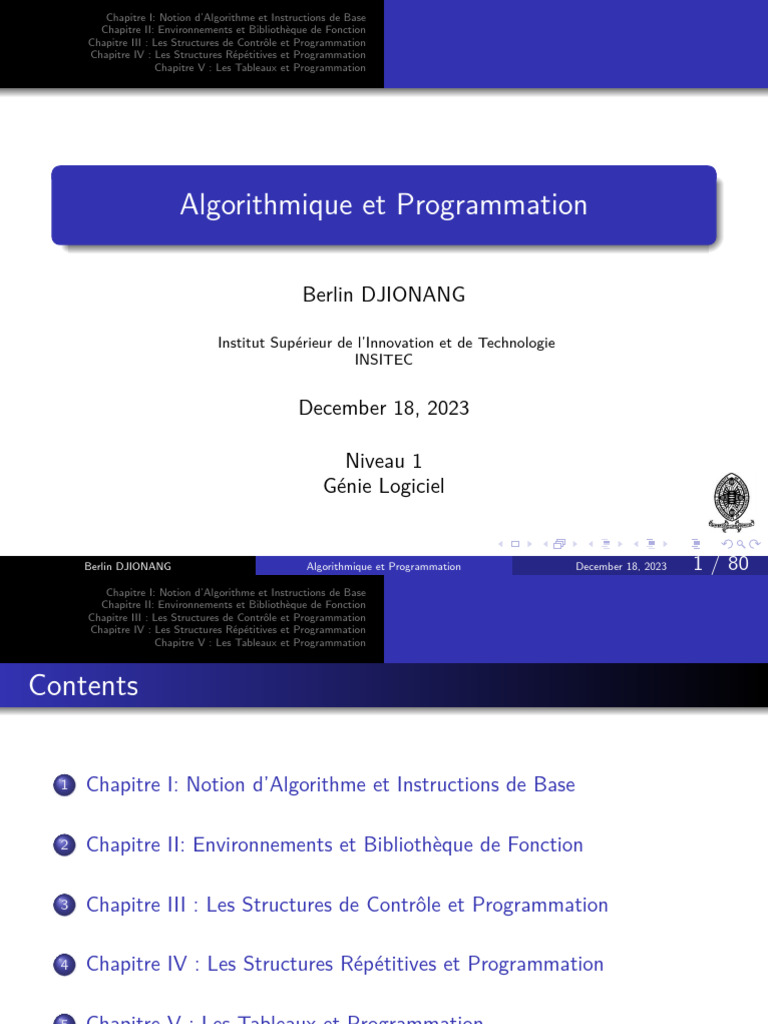 Introduction à l'Algorithmique et Programmation | PDF | Programmation ...